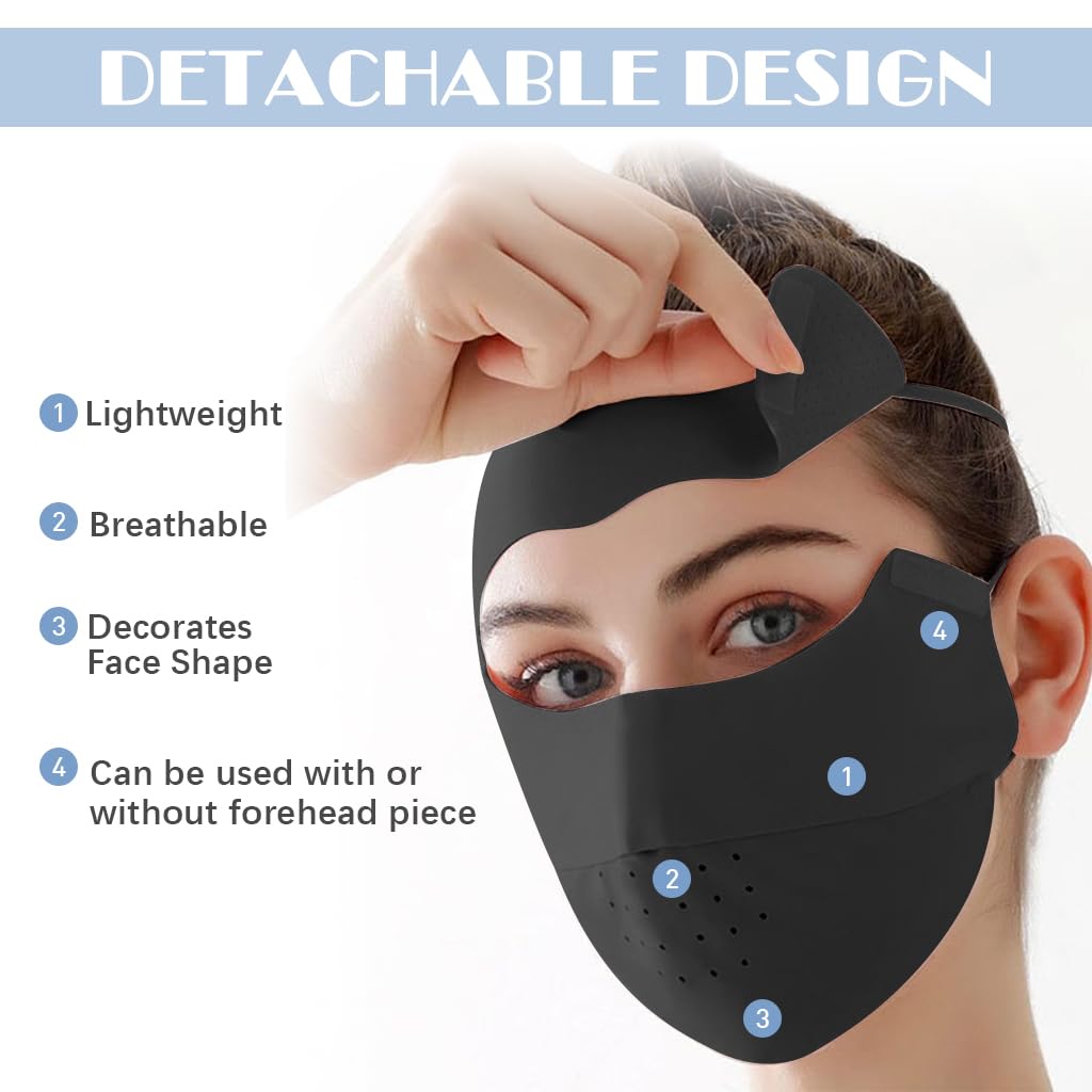 PALAY Full Face Mask for Outdoor Activities with UPF 50+ Sun Protection Ice Silk Fabric | Adjustable On-Ear Ties for Women