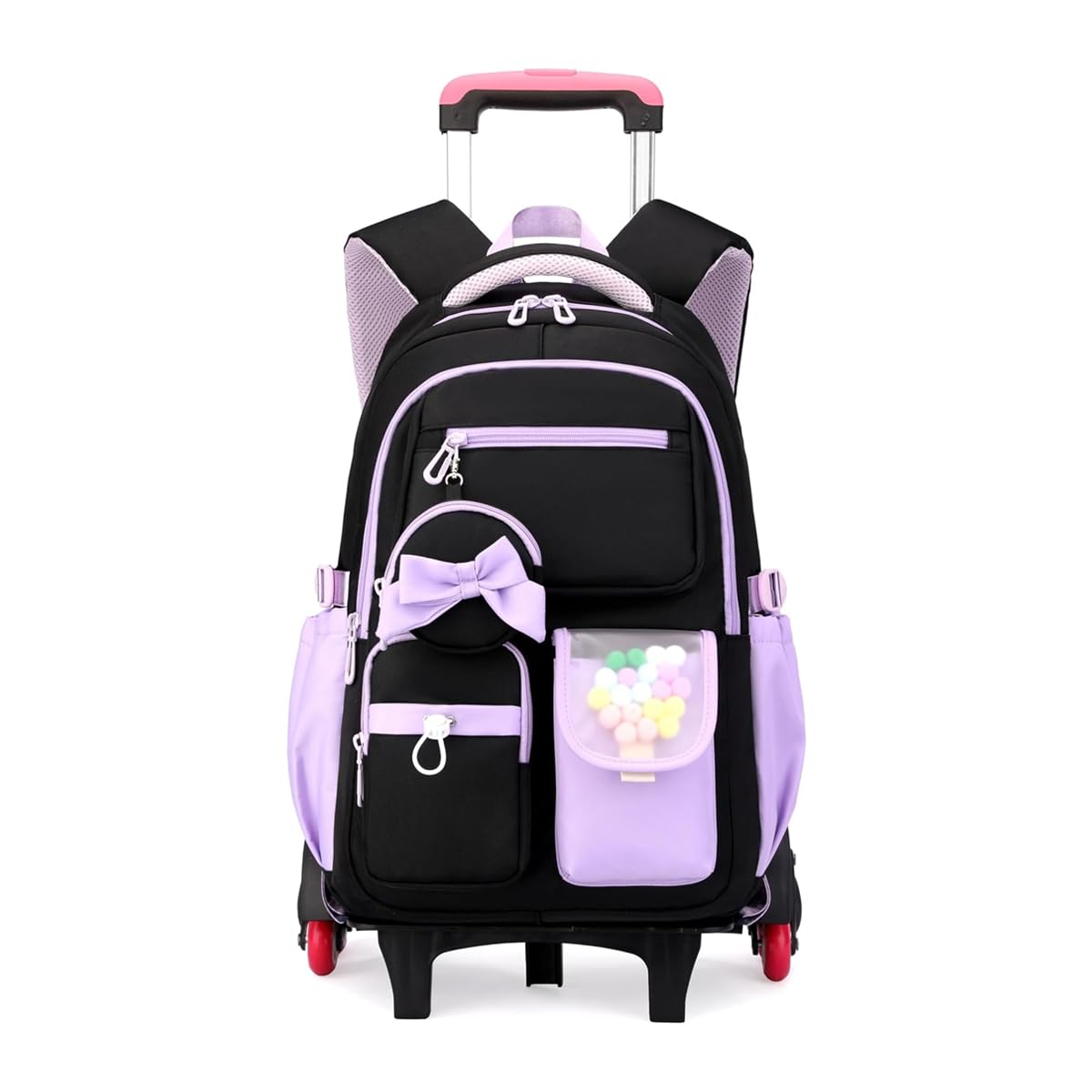 PALAY Purple School Trolley Backpack for Girls with Wheels