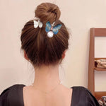 PALAY® Hair Bun Accessories for Women Pearl Butterfly Bun Holder Hair Style Clip, Stylish Metal Rhinestone Twist Hair Bun Clips for Ladies Bride Party or Daily