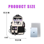 PALAY® Kuromi Backpack for School Girls 6-12 Years Old Teens Fashion Kawaii Kuromi Print School Backpack Large Multi Layer Book Bag Travel Backpack for Teens Students School Gift for Girls