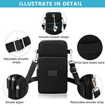 PALAY® Small Crossbody Phone Bag for Women Mini Wallet Bags with Adjustable Shoulder Strap Wallet Clutch Bag for Girls Zipper Phone Pouch Handbag Armband Case, Black 3 PCS