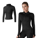 PALAY Gym Wear for Women with Zip Up Closure and Long Sleeves | 87% Polyester 13% Spandex