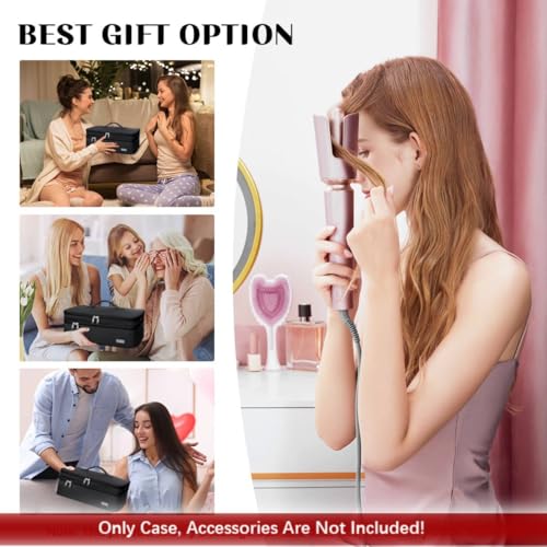 PALAY® Estuche de viaje para secador de pelo Dyson Airwrap, Shark Flexstyle, doble capa, accesorios para el cabello, bolsa de almacenamiento para secador Revlon, organizador de estilo, color Negro