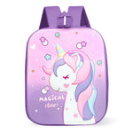 PALAY Kindergarten Backpack for Girls with 26x32 cm Size and Padded Straps | Purple Waterproof Unicorn Design