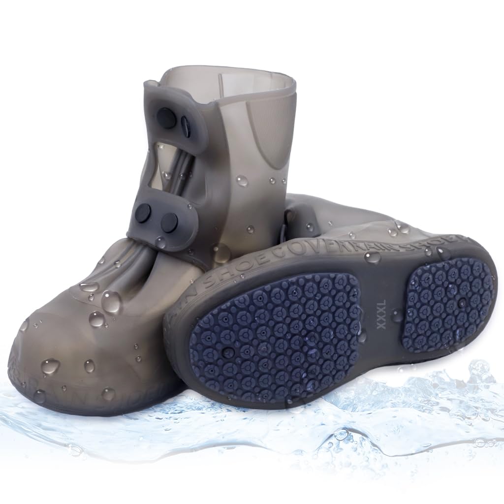 PALAY Silicone Shoe Covers for Rainy Days with Double Snap Closure and TPE Sole | Size 10.5-11.5