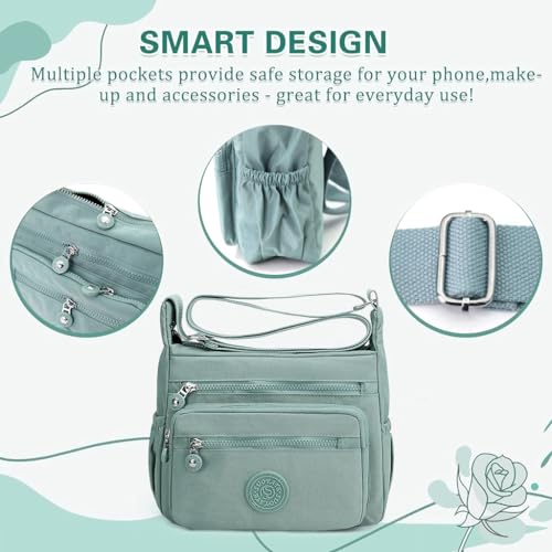 PALAY® Women Crossbody Bag Waterproof Nylon Multi-Layer Casual Satchel Shoulder Messenger Travel Day Pack 2 PCS