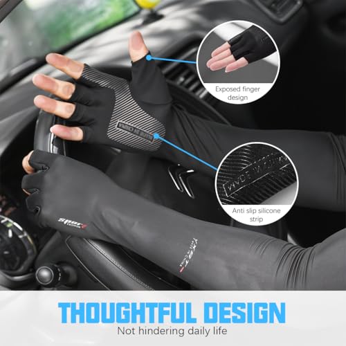 PALAY® 2 Pairs Hand Gloves for Sun Protection Bike Riding Non-Slip Touch Screen UV Protection Arm Sleeves for Men Women Breathable Silk Cooling Hand Sleeves Breathable Arm Sleeves for Driving, Cycling