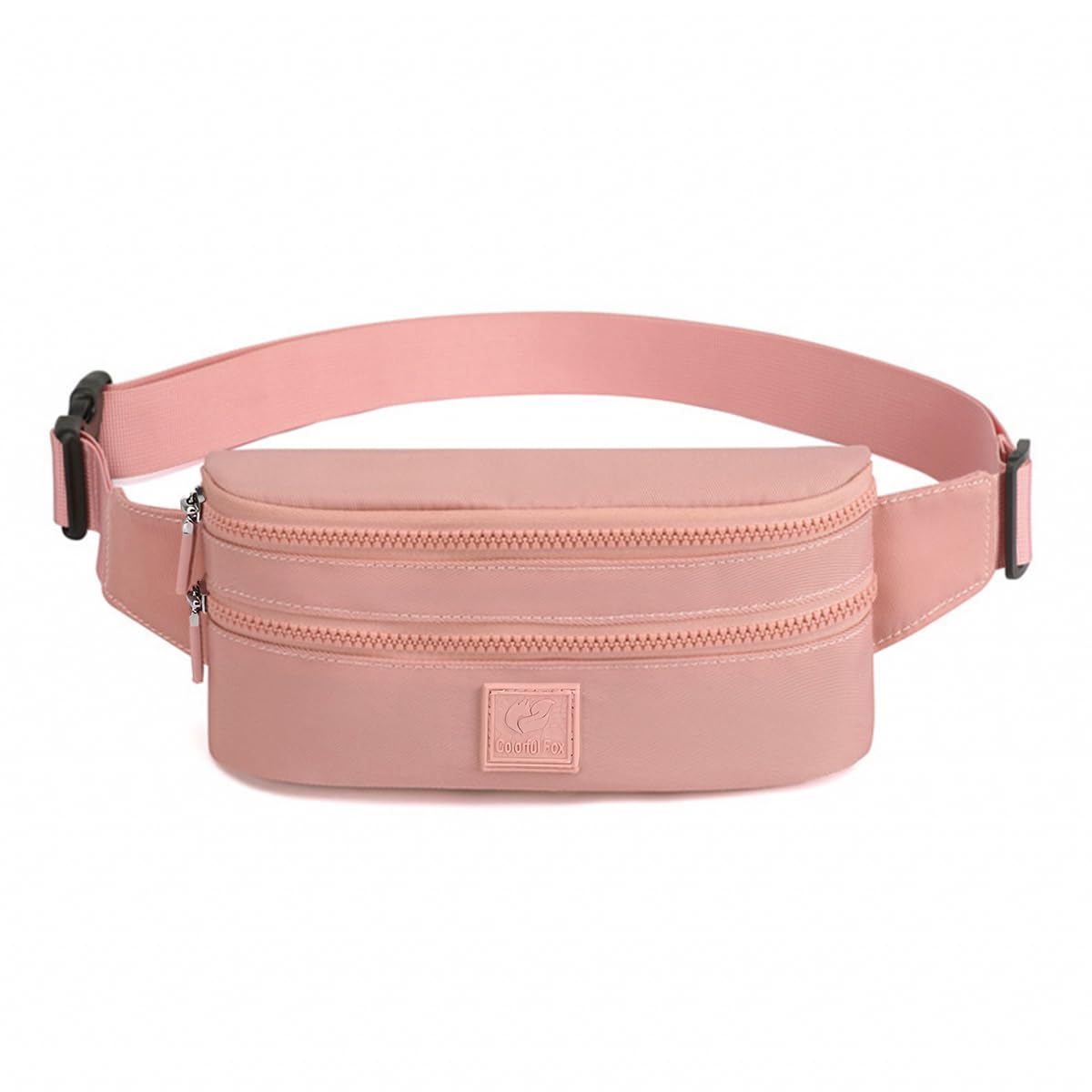 PALAY Fashion Waist Bag for Women featuring Double Zipper Layers 24x5x12cm Pink Nylon | Adjustable Belt for Travel and Jogging