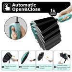 PALAY® Large Umbrella for Men Women with Reflective Strap 50 Inch Automatic Open Close Windproof Travel Folding Reinforced 10 Dual Ribs 99 UV Protection Carabiner Handle Design