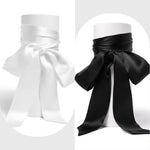 PALAY Chiffon Waist Belt Set for Wedding and Party Dresses with 125 in Length | Black and White Silk‑Feel Sashes for Women