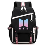 PALAY BTS Backpack for School and Travel with USB Charging Port 32×15×45cm Black for Kids