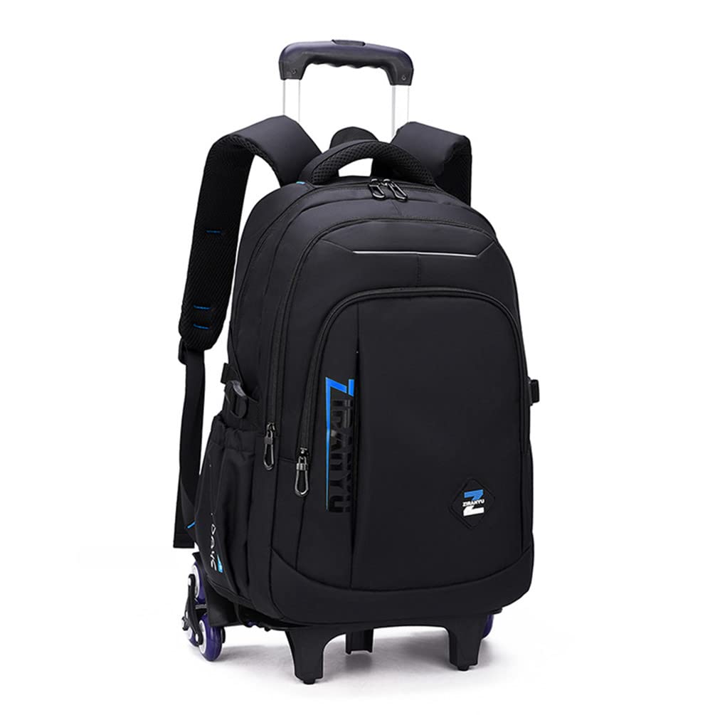 PALAY® School Backpack on 6-Wheel Backpack with Retractable Pull Handle School Backpack Detachable Wheel Stand Design Fashion Travel Backpack School Gift for Kids 6-12 Years Old
