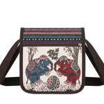 PALAY® Owl Embroidery Canvas Sling Bag for Women Small Lightweight Crossbody with Zipper Phone Pouch Ethnic Style Day Bag 25×24×10cm