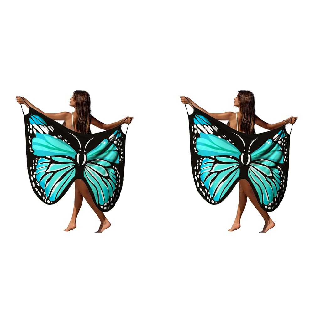 PALAY Beach Wear Dress for Women featuring Butterfly Print and Adjustable Straps | Lightweight Waterproof Cover Up Set Size L