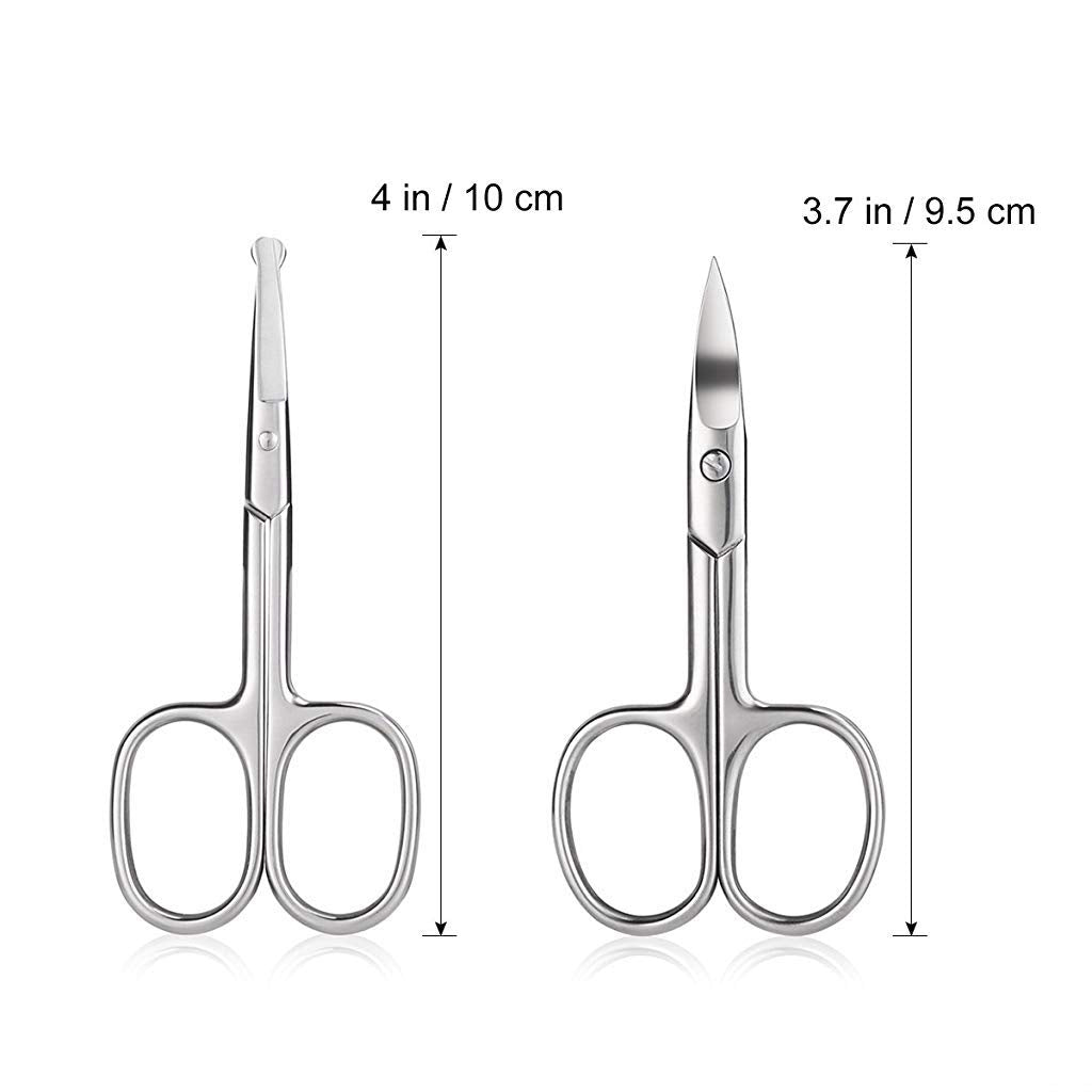 PALAY® Tijeras de Bello Facial Curvo y Redondeado para Hombres y Mujer, Tijeras para Cortar El Pelo de La Nariz, de La Barba, para Orejas, Nariz con La Tijera Chata Acero Inoxidable Profesional