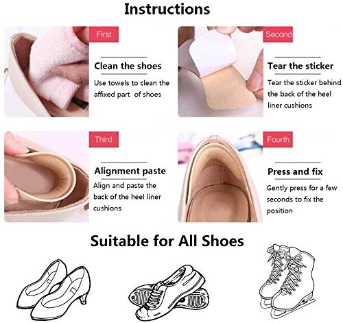 PALAY Heel Cushion Inserts for Pain Relief with Self-Adhesive Grip | 3 Pairs Beige Unisex