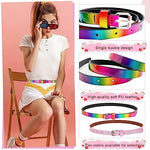 PALAY® 4PCS Girls Belt PU Leather Glittering Pink Stylish Rainbow Waist with Metal Buckle 31inch for 6-12 (Pink & Rainbow)