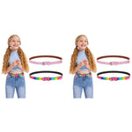 PALAY Girls Belt 4PCS Set with Metal Buckle 90cm PU Leather Glitter Pink & Rainbow for 6–12