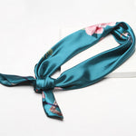 PALAY Silk Feel Satin Square Scarf for Women 35in | Green Print and Black for Hair Wrapping and DIY Crafts