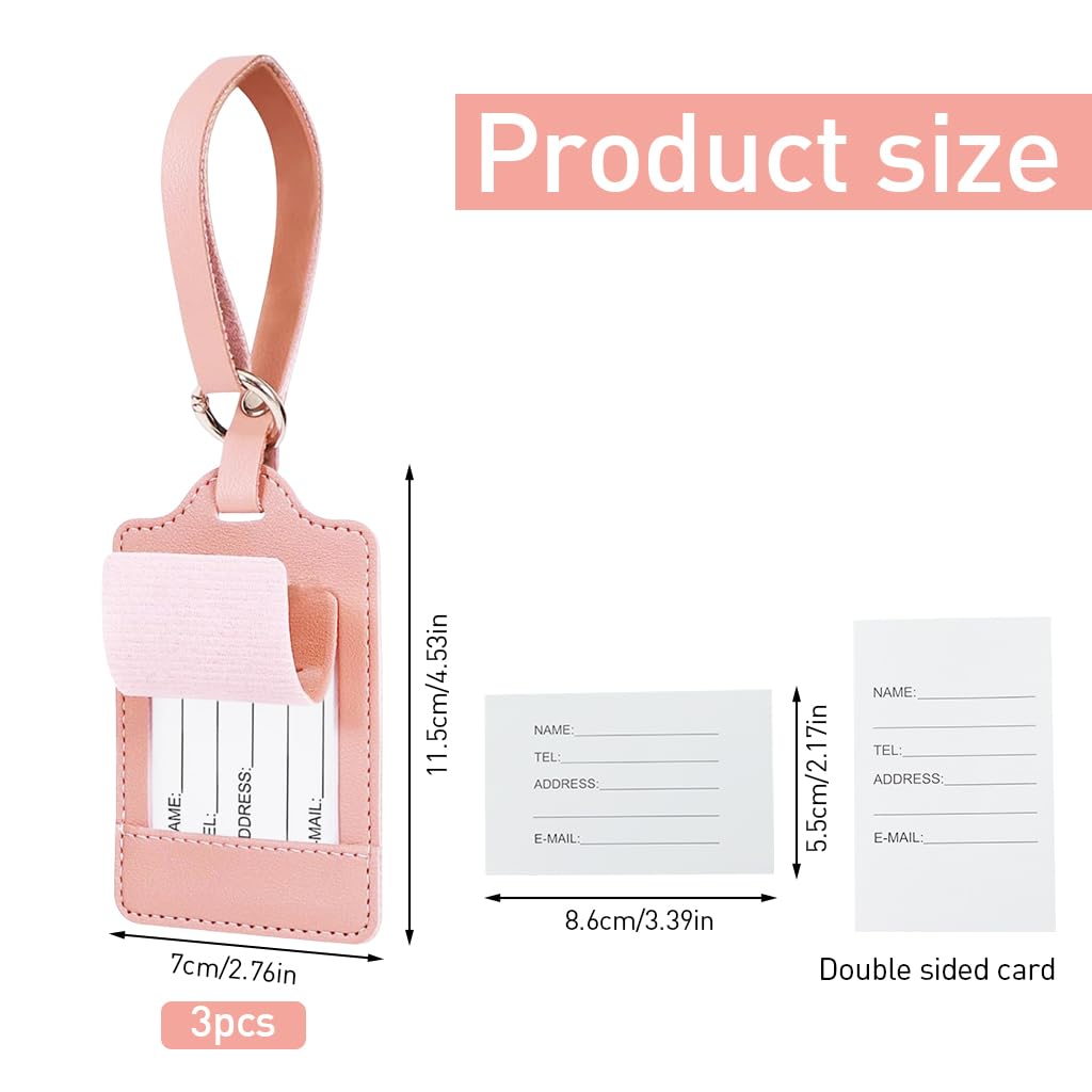 PALAY® 3 Pack Luggage Tags, PU Leather Luggage Tags Privacy Protection Travel Bag Labels for Suitcase Tags for Women Men Teens Travel