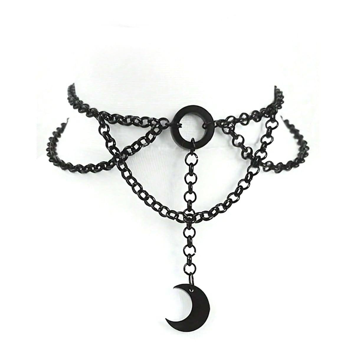 PALAY® Girls Choker Necklace Crescent Pendent Gothic Style Choker Necklace Black Alloy Choker Necklace Adjustable Necklace for Girls Women Chic Girls Choker Necklace
