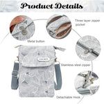 PALAY® Women Purse Bag Casual Phone Pouch Canvas Cloth Sling Bag Minimalism Print Small Crossbody Shoulder Bag Gray X 2