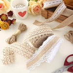 PALAY® 4 Rolls 13.12ft Jute Rope Burlap Ribbon Lace 32.8ft Hemp for Craft Gift Wrapping Event Wedding Decorations Packing Materials Natural Fabric Roll 2PCS
