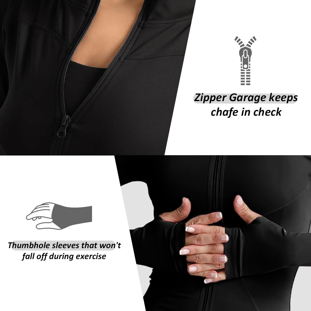PALAY Gym Wear for Women with Zip Up Closure and Long Sleeves | 87% Polyester 13% Spandex