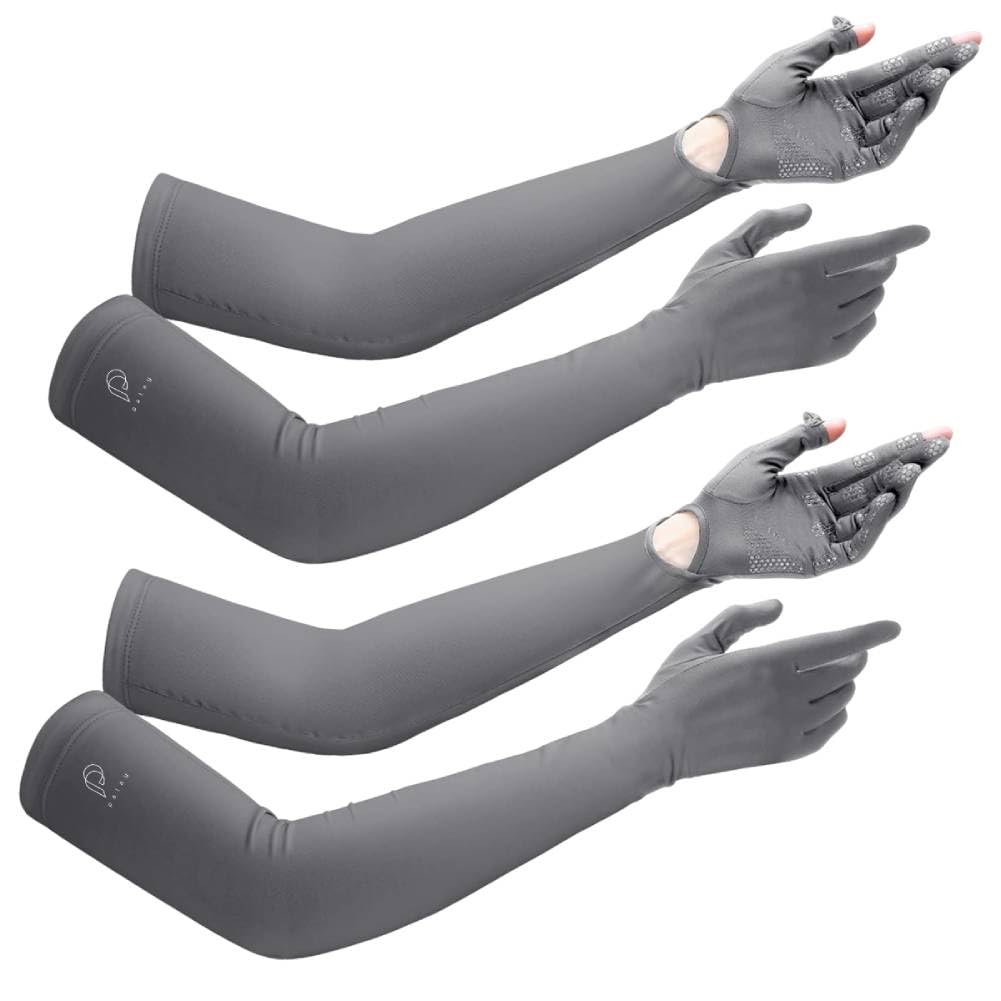 PALAY Hand Gloves for Sun Protection with Non Slip Palm and Touch Screen Design | 22.2 in Cooling Nylon Sleeves