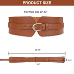 PALAY Fashion PU Waist Belt for Dresses featuring Interlocking Metal Buckle 89 cm Brown | Women