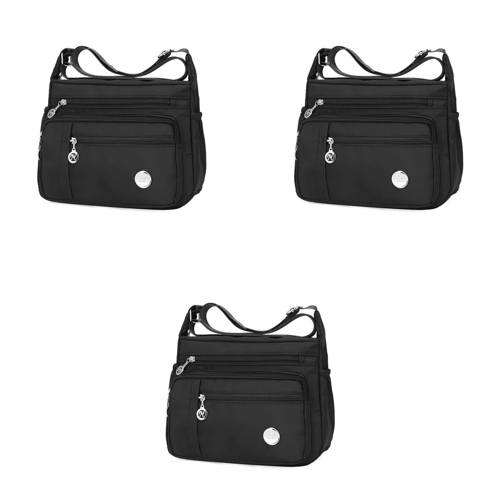 PALAY Womens Crossbody Bag featuring Multipocket Design and Adjustable Strap Black 25x21x10cm