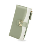 PALAY Women Purse with 11 Card Slots and Snap Button Closure | Mint Green PU Bifold Wallet 19x9.5cm