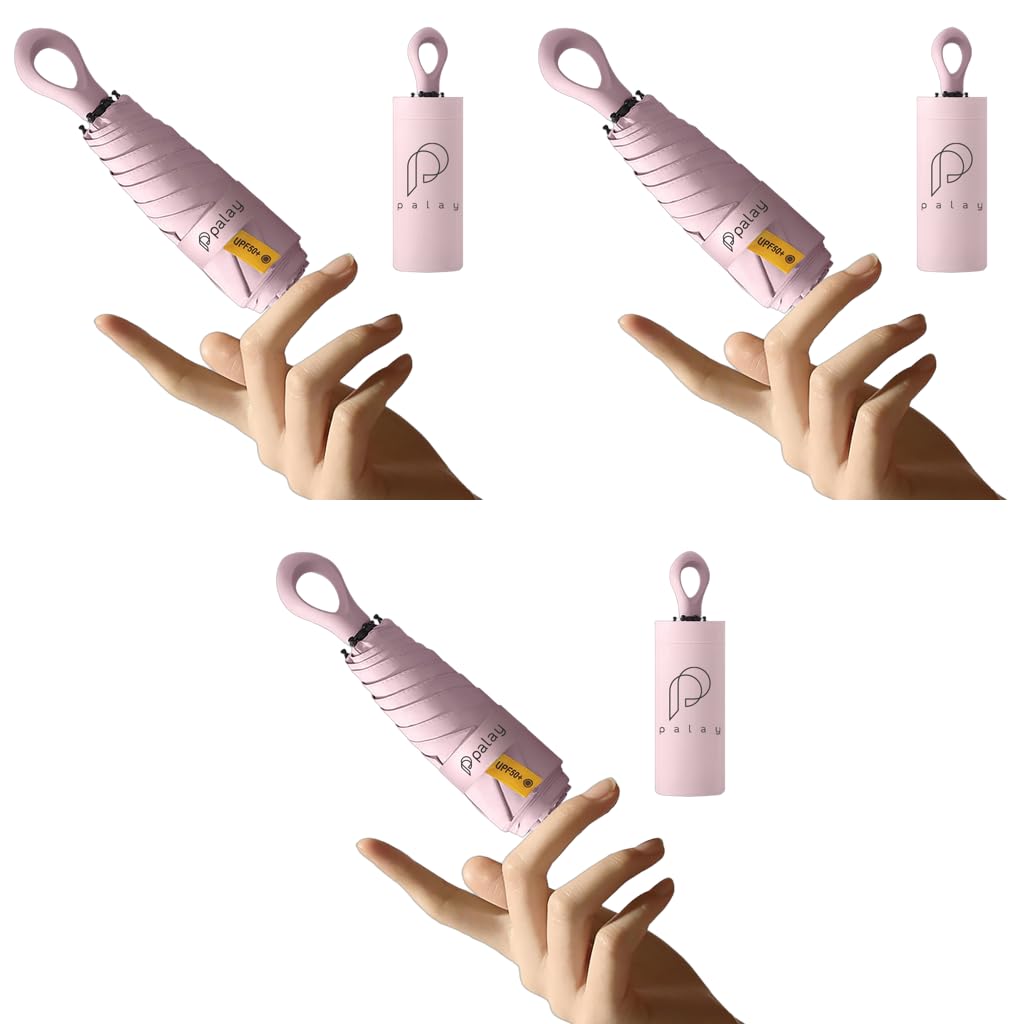 PALAY Mini Sun Umbrella for Travel with 6 Strong Ribs and Rubberized Loop Handle | UPF 50+ Protection