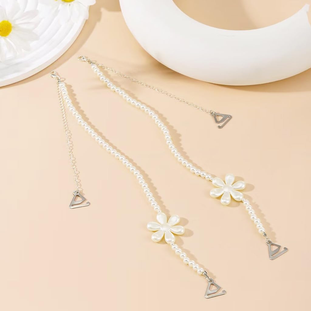 PALAY Pearl Bra Straps for Women featuring Floral Beads and Adjustable 12.4 in Design | Chic Replacement for Dresses