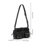 PALAY Shoulder Bag for Women 27x7x16 cm with Braided Sides and Metallic Eyelets | Black PU Hobo