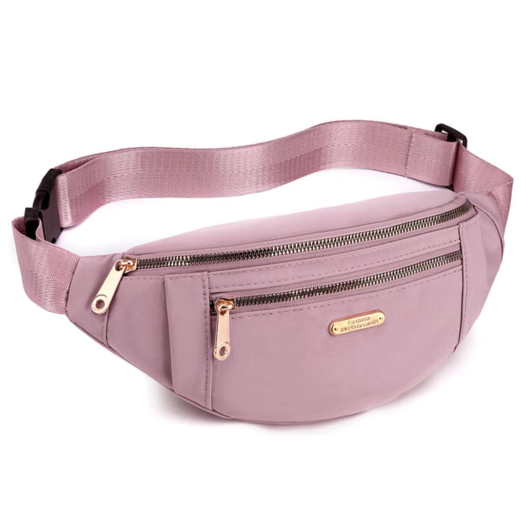 PALAY Waist Bag for Women with 4 Zipper Pockets 11.8×2.36×5.5 in and Adjustable Strap Pink