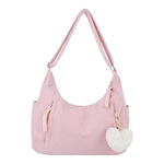 PALAY Corduroy Hobo Bag for Women with Adjustable Strap and Multi Pockets in Pink