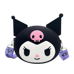 PALAY Kuromi Mini Purse for Girls with Adjustable Strap and Silicone Cartoon Design | Cute Small Crossbody Coin Bag for Kids