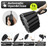 PALAY® 50 Inch Large Umbrella with Reflective Strip Auto 3-Fold Compact Travel Carabiner Handle Reinforced 10 Dual Ribs Sun Protection 99 UV Rain Windproof for Men Women Black 3PCS