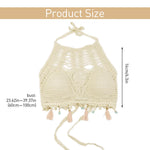 PALAY Women's Crochet Bikini Crop Top for Beachwear featuring Tassels and Halter Tie