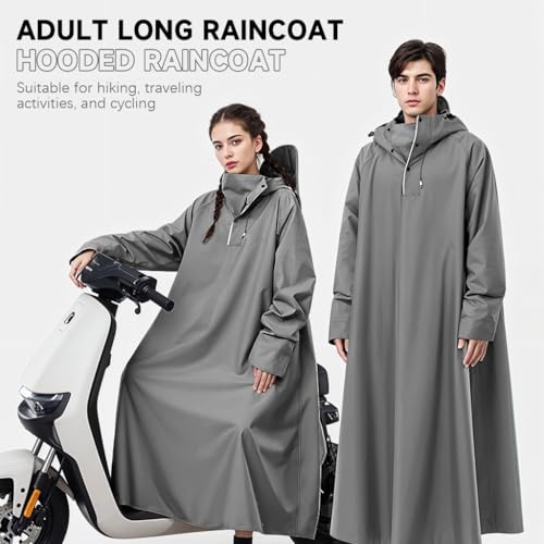 PALAY® Long Rain Coat Waterproof Raincoat for Adults Reusable Hooded Poncho with Wide Brim Lightweight Unisex for Hiking Travel Motorcycle Riding Length 128cm 3 PCS