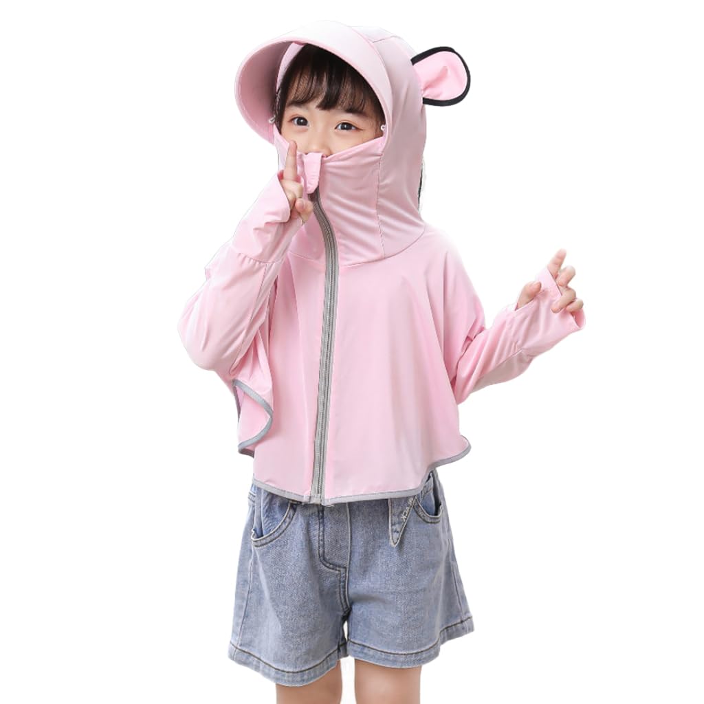 PALAY Sunscreen Jacket for Girls with UPF 50+ Protection and Wide Brim Hat | Quick‑Dry Polyester Hoodie for Outdoor Summer Activities