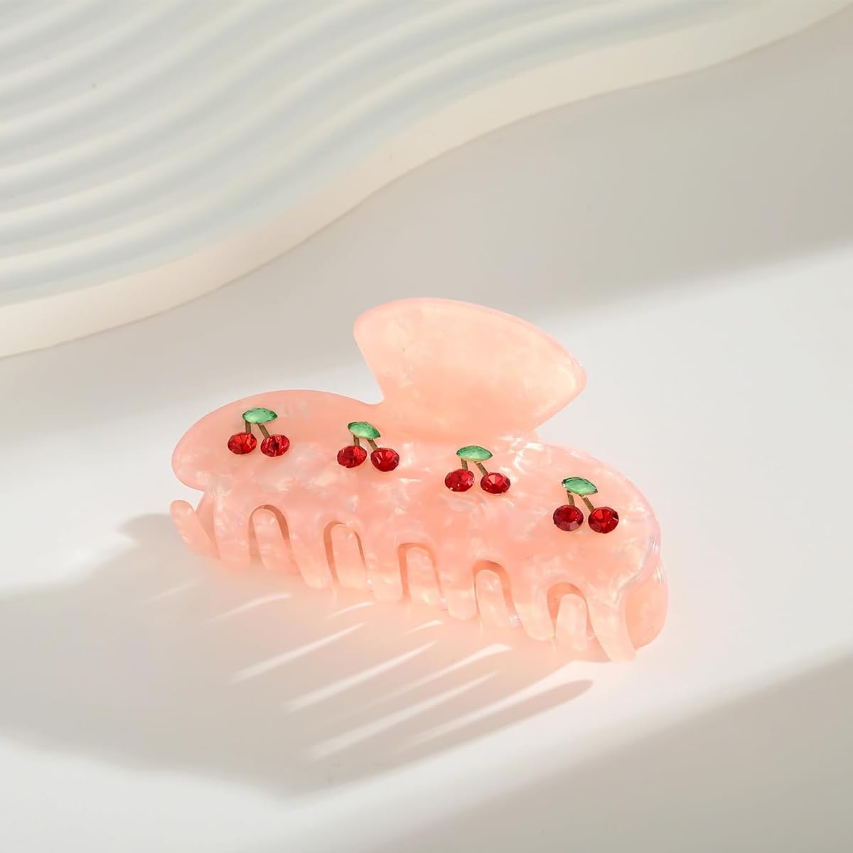 PALAY Hair Claw Clips for Women featuring Cherry Rhinestone Charms with Acrylic Jaw | Elegant Everyday Hair Accessory
