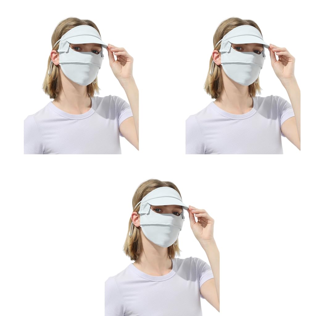 PALAY Full Face Sun Mask for Women UPF 50 with Detachable Brim in Green 3PCS | Cooling Protection for Cycling and Golf