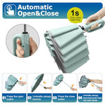 PALAY® 50 Large Umbrella with Reflective Strip Auto 3-Fold Compact Travel Umbrella Carabiner Handle Reinforced 10 Dual Ribs Sun Protection 99 UV Rain Windproof for Men Women Mint Green 3 PCS