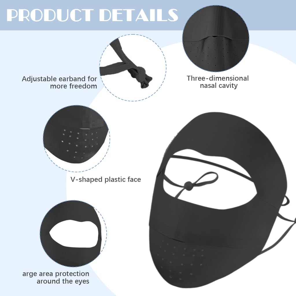 PALAY Full Face Mask for Outdoor Activities with UPF 50+ Sun Protection Ice Silk Fabric | Adjustable On-Ear Ties for Women