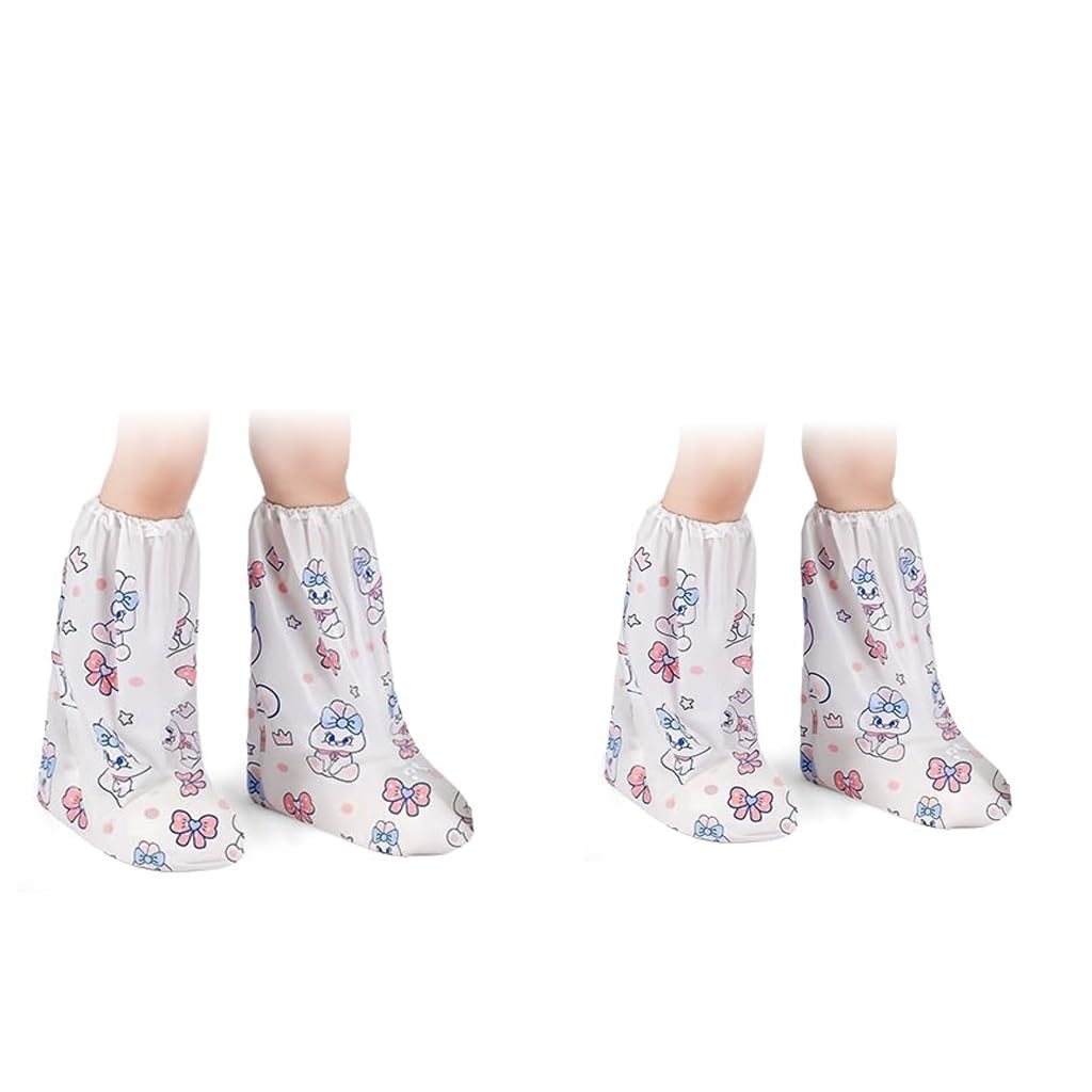 PALAY Rain Shoe Covers for Kids 3 Pairs with Elastic Collar 28cm Fit for 5–12 Years | Cartoon Style
