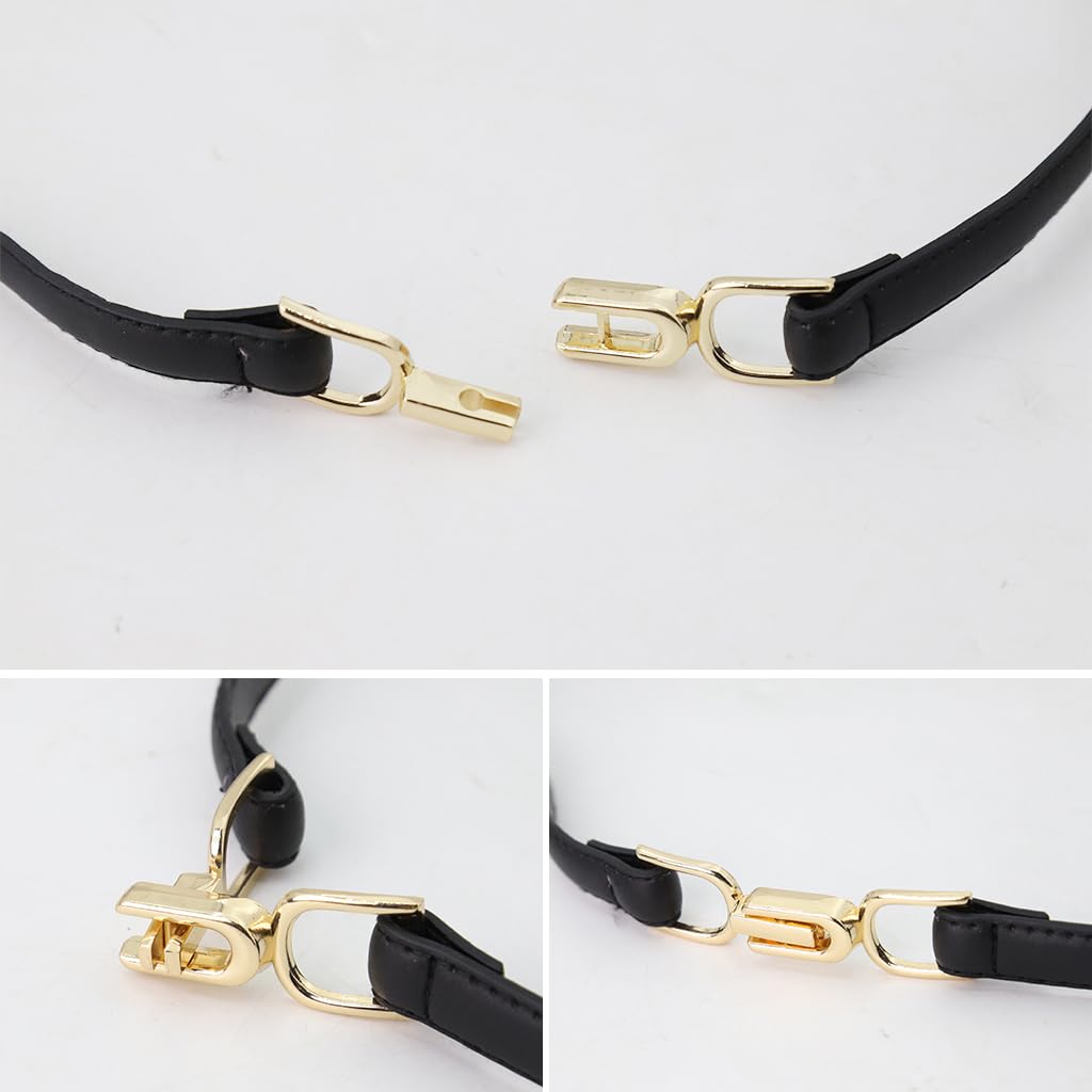 PALAY Women’s Slim Waist Belts for Dress and Shirt with Metal Buckle 96cm Set Black & Brown