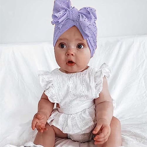 PALAY® 9PCS Baby Cap for 3-6 Months, Soft Baby Turban Cap for Baby Girl Boy, Stretchy Big Bow Baby Caps for Born 0-3 Months, Breathable Lovely Newborns Infant Hat Shower Gifts
