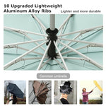 PALAY® Auto 3-Fold Large Umbrella with Reflective Strip 50'' Compact Travel One-Touch Open Close Reinforced 10 Dual Ribs Sun Protection 99 UV Rain Windproof for Men Women Mint Green 2 PCS